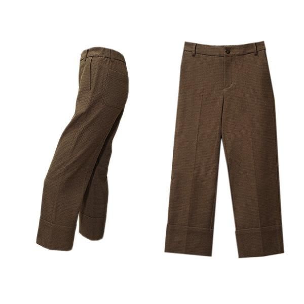 チェック ワイドストレートパンツ