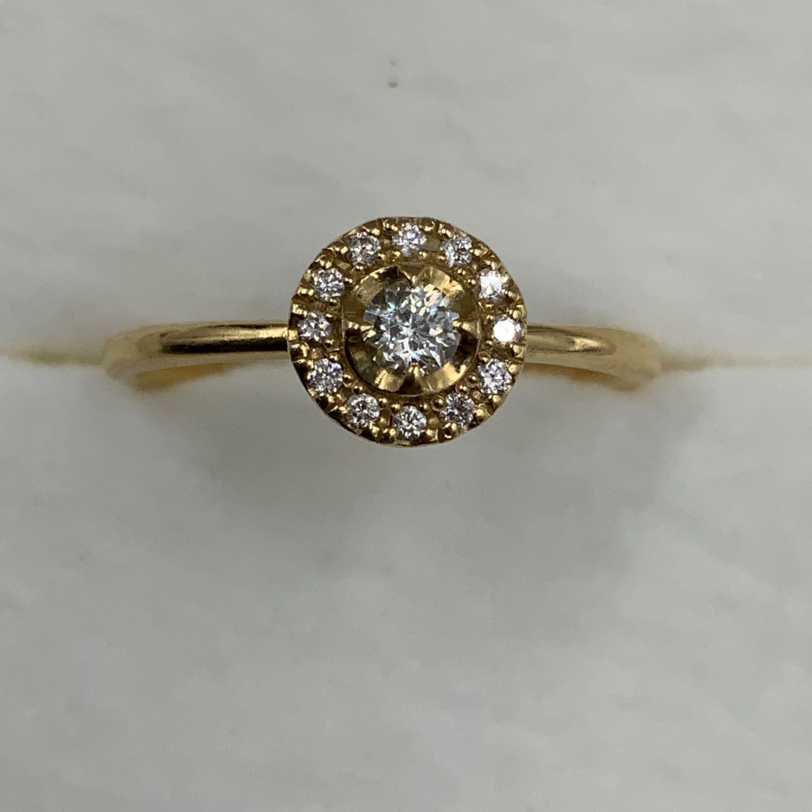 K18 18金 スターダイヤ リング 2g 約9号 0.088ct 0.05ct WISH UPON A 