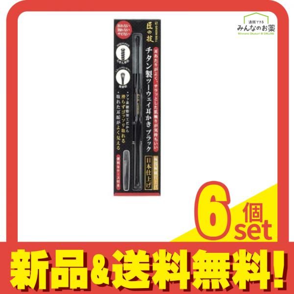 匠の技 チタン製耳かき ツーウェイ ブラック 1本入 G-2300 6個セット