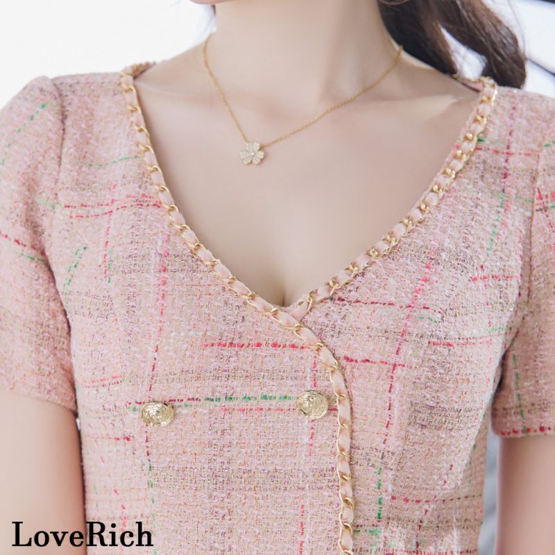 LoveRich ラブリッチ 【SMLサイズ/2カラー】ツイード セットアップ 