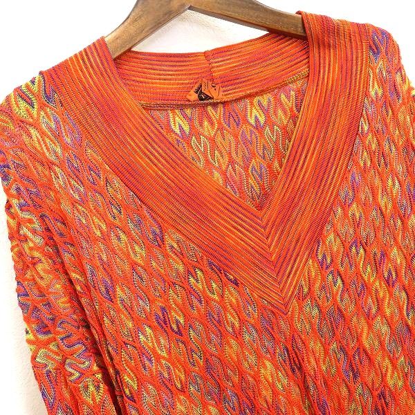 a ミッソーニ MISSONI ニット セーター 朱色 マルチ 編み柄 長袖