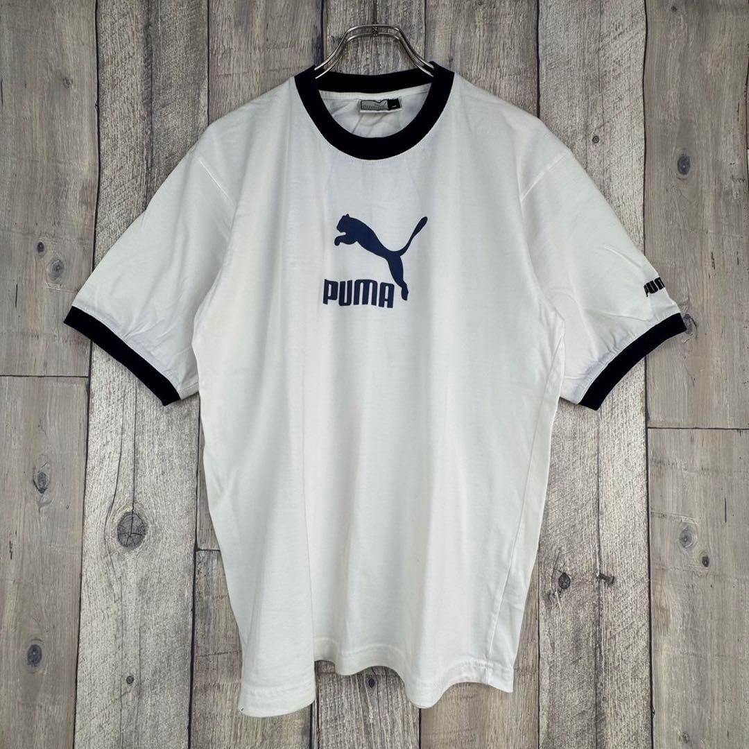 OLD PUMA 90s プーマ リンガーネック 半袖 Tシャツ TEE M - メルカリ