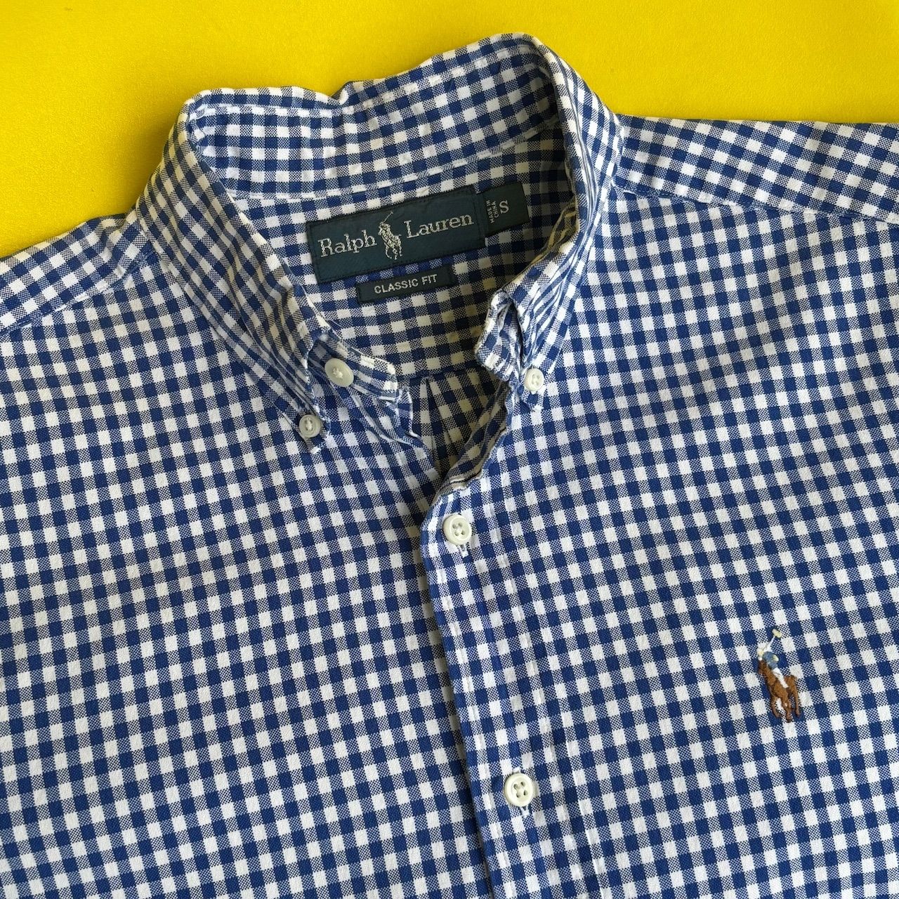 90〜00s Ralph Lauren ギンガムチェックシャツ ブルー