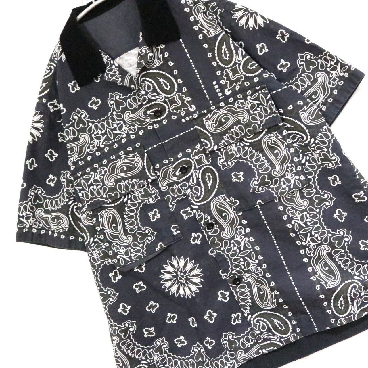 中古A】sacai サカイ XL メンズ 半袖シャツ 23SS バンダナ柄 