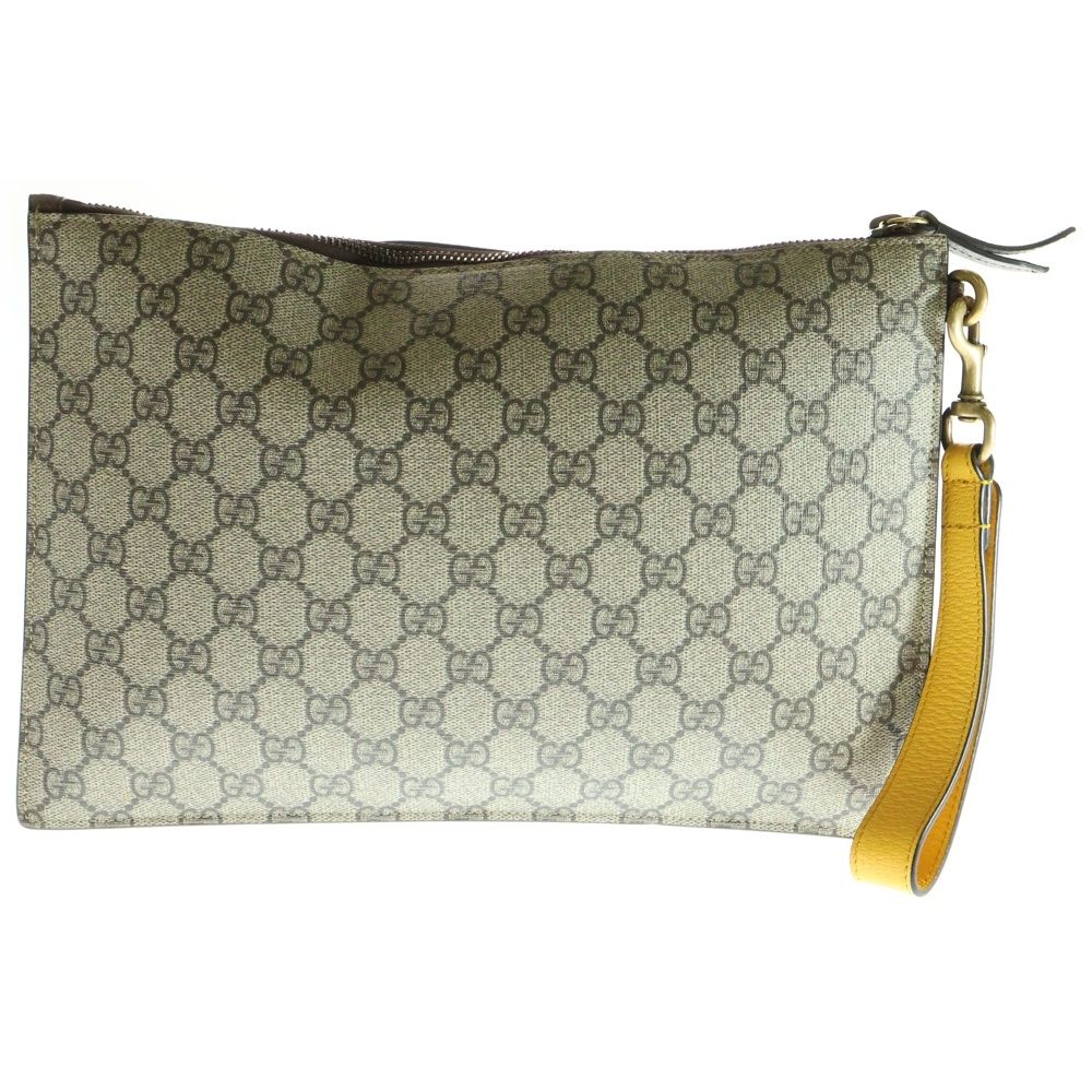 GUCCI グッチ タイガーヘッド GGスプリーム PVC クラッチバッグ ベージュ 473956