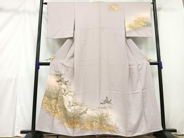 平和屋本店□極上 訪問着 友禅 作家物 地紙吉祥花鳥文 暈