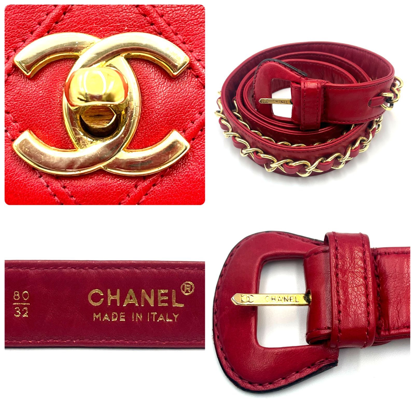 CHANEL シャネル ビコローレ ココマーク ウエストバッグ レッド ボディ