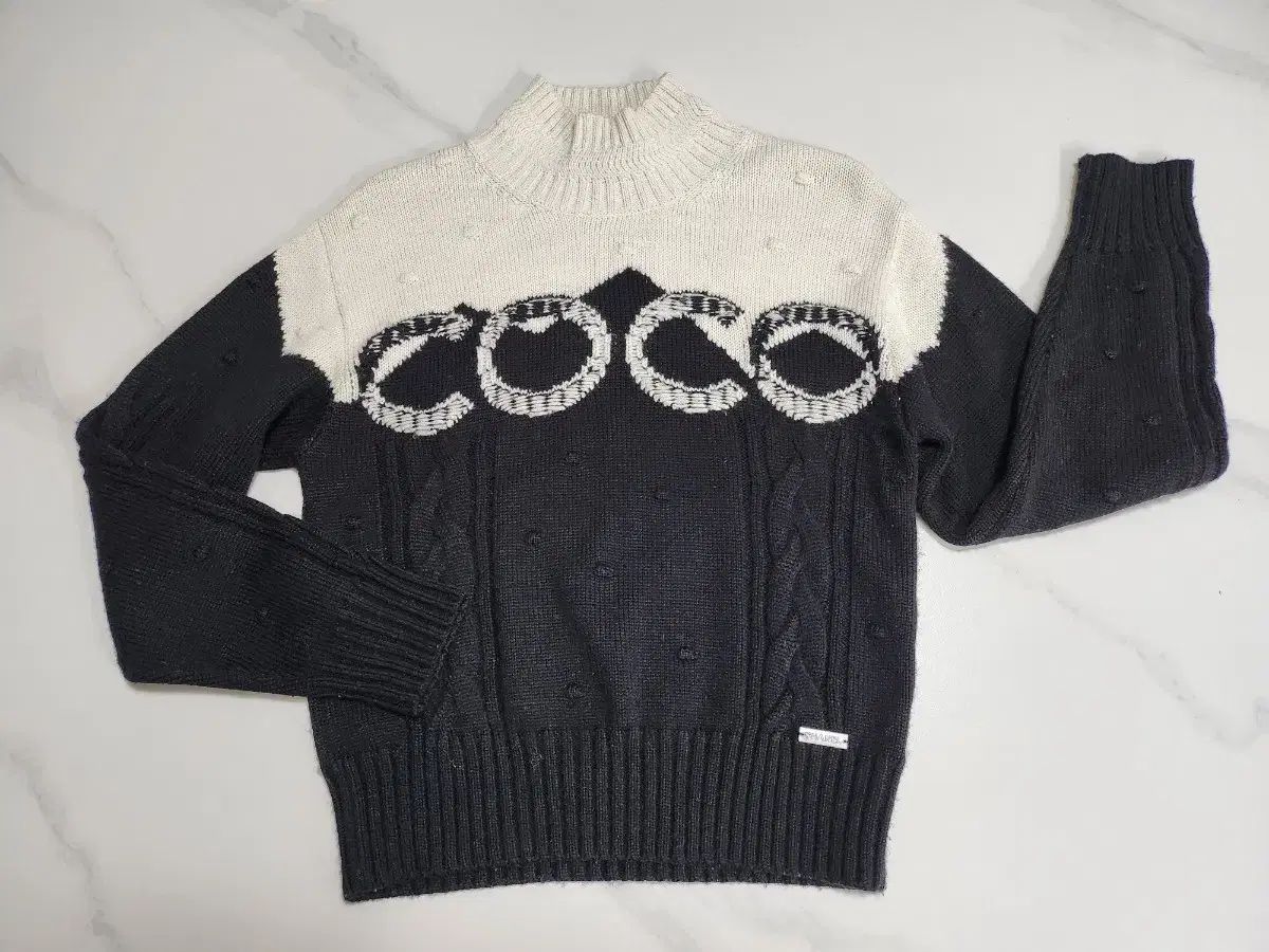 ブラック ロゴ 白 ニットTシャツ 55-スリム66