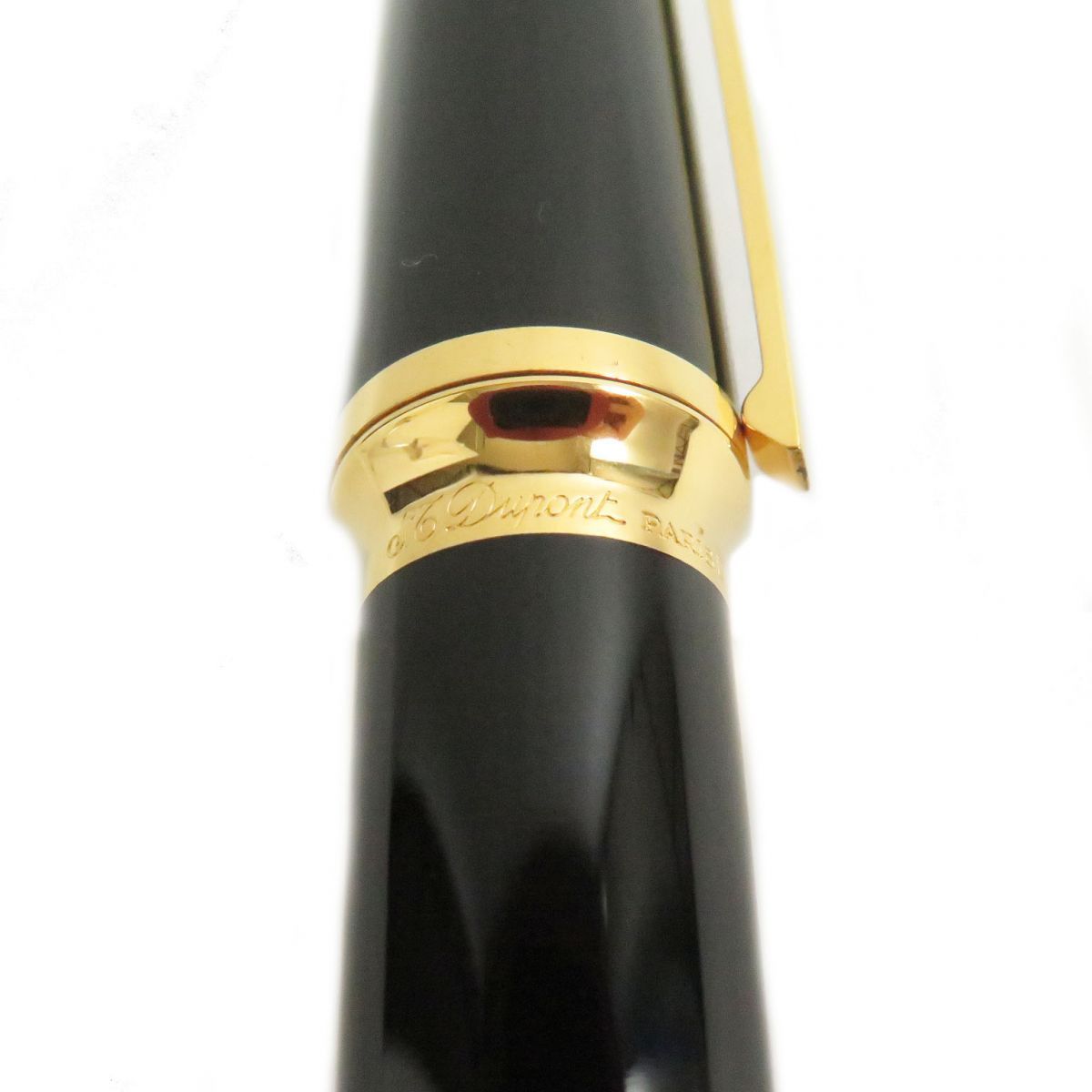 極美品□S.T.Dupont/エステーデュポン モンパルナス ラッカー ペン先18ct Mニブ 万年筆 ブラック×ゴールド フランス製 メンズ/レディース
