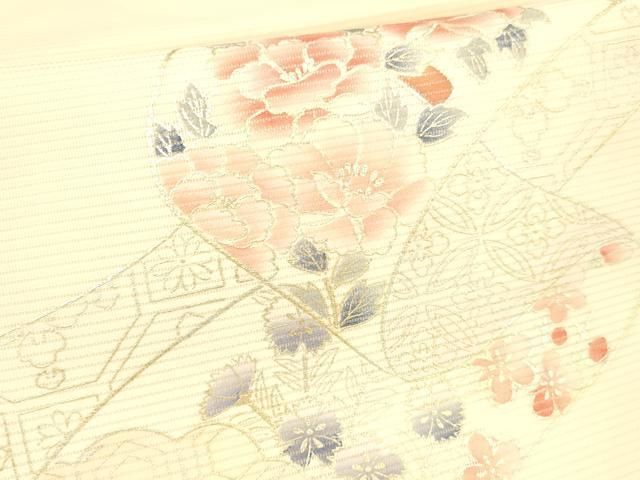 平和屋着物■極上　九寸名古屋帯　作家物　藤花房　枝葉　蜂蜜色地　逸品　DZAA8584kh5 平和屋着物□極上 九寸名古屋帯 作家物 藤花房 枝葉 蜂蜜色