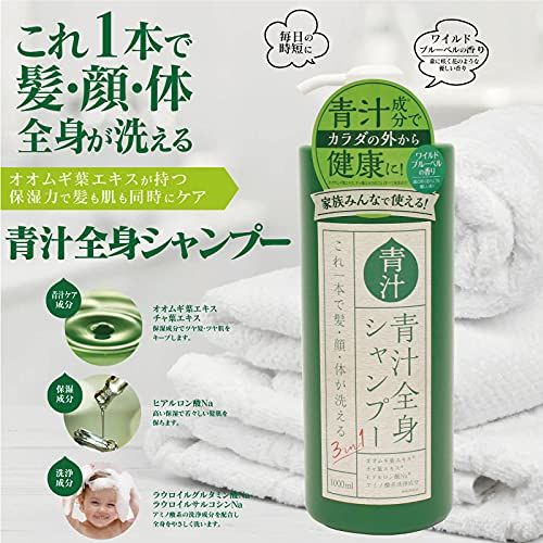 ケース販売】HIRO ヒロ 3in1 青汁全身シャンプーI 1L IT-2108-01