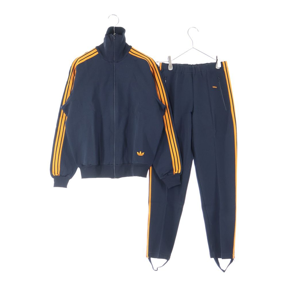 adidas アディダス 70-80S 西ドイツ製 デサント社製 トレフォイルロゴ サイドライン トラックジャケット ロゴ刺繍 サイドライン トラックパンツ セットアップ ADS-3F