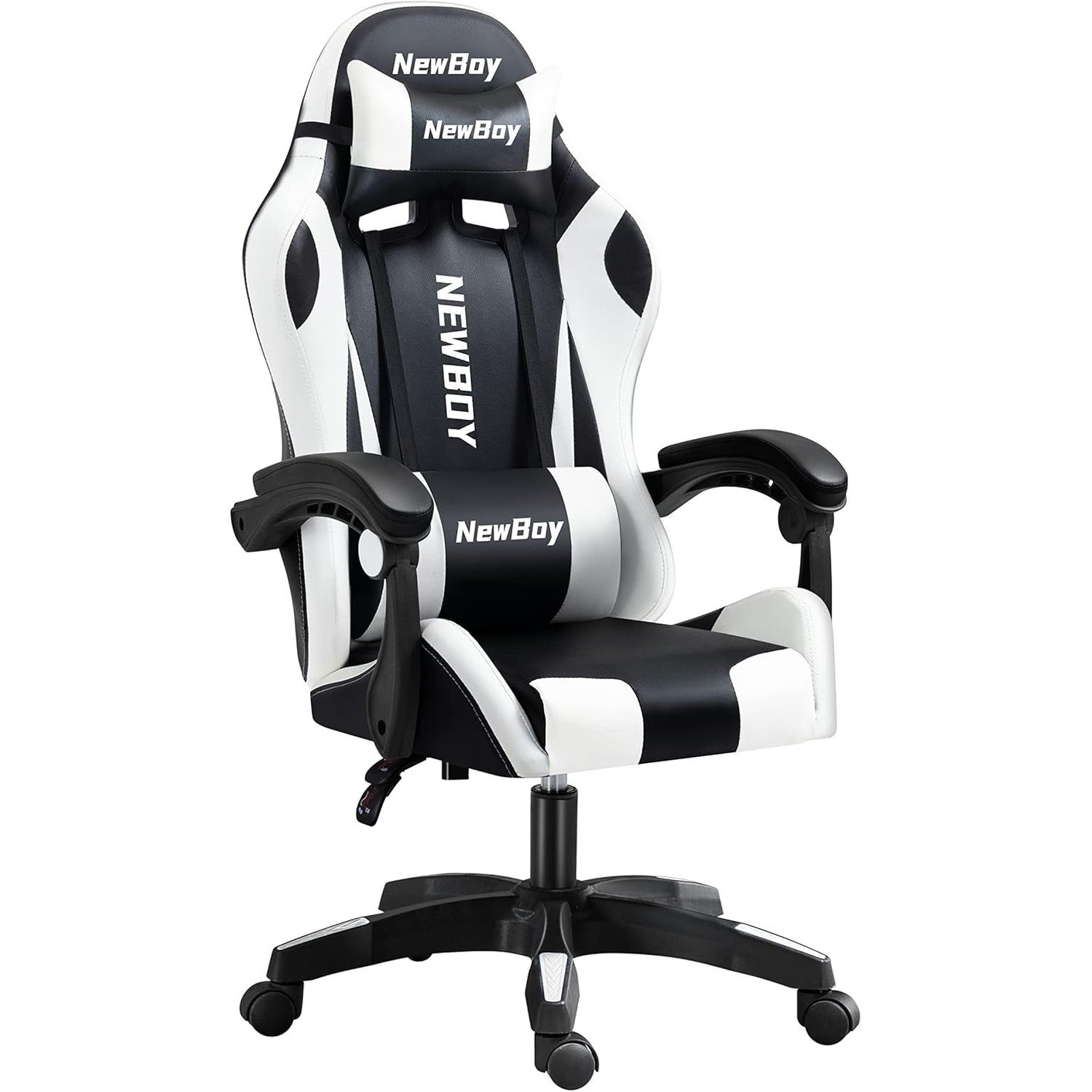ゲーミングチェア gaming chair オフィスチェア オットマン オフィス ゲーム用 リクライニング デスク|パソコンチェア 疲れない 椅子 テレワーク 黒と白