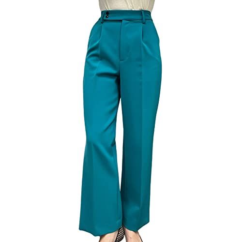 アンジェニュ カジュアルパンツ ストレートのワイドパンツ レディース ターコイズ