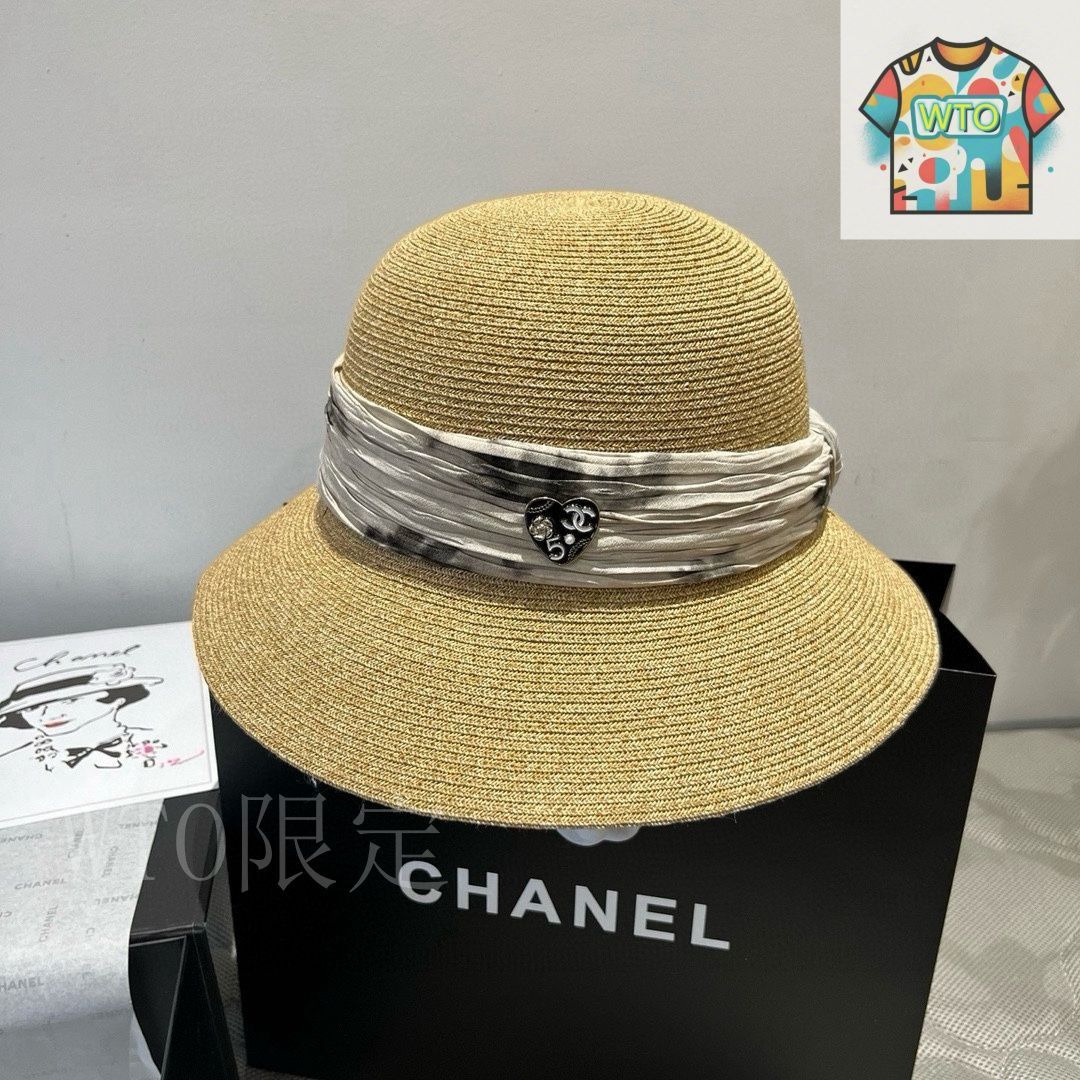 【CHANEL】 ベージュ ストローハット 専用ケース付き CHANEL 【値下げ】CHANEL ストローハット ベージュ サイズ：M