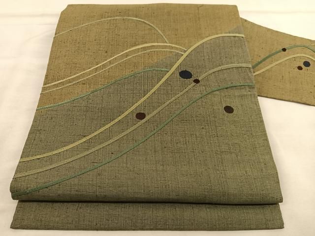 平和屋着物◎爪掻き本綴れ 八寸名古屋帯 霞文 正絹 逸品