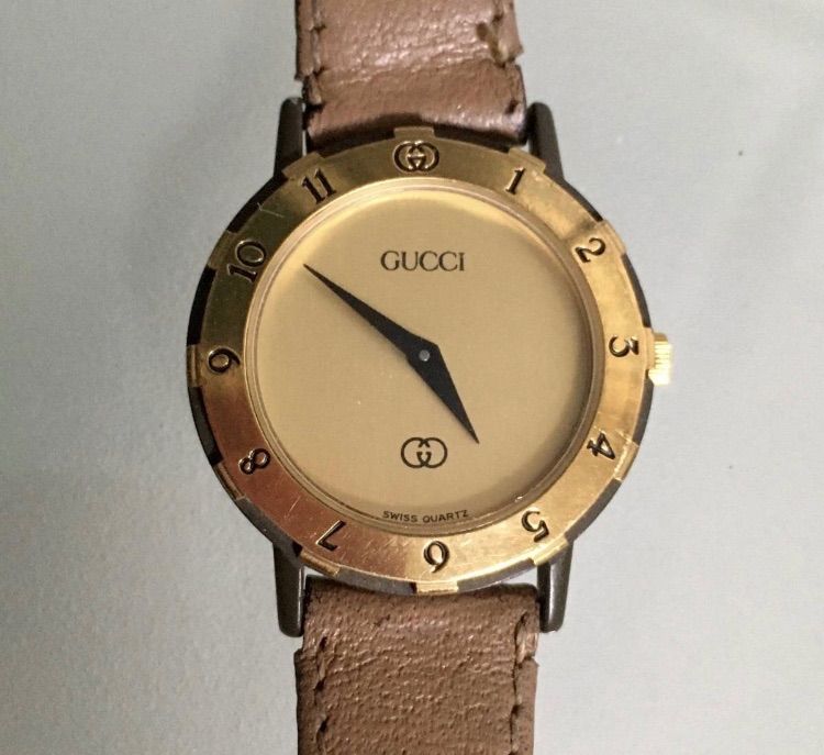 ☆稼動品☆GUCCI グッチ☆QZ☆ゴールド文字盤☆レディース腕時計