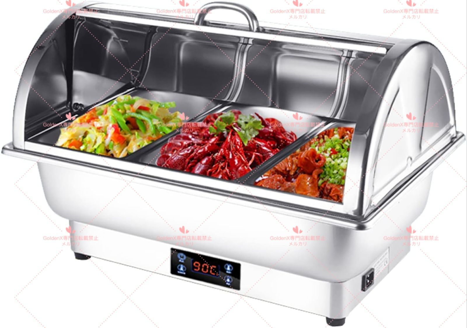 ビュッフェサーバー チェーフィングディッシュ 湯煎式 chafing dish 9L pse認証 食品接触認証ステンレス製 保温調理鍋 food wa