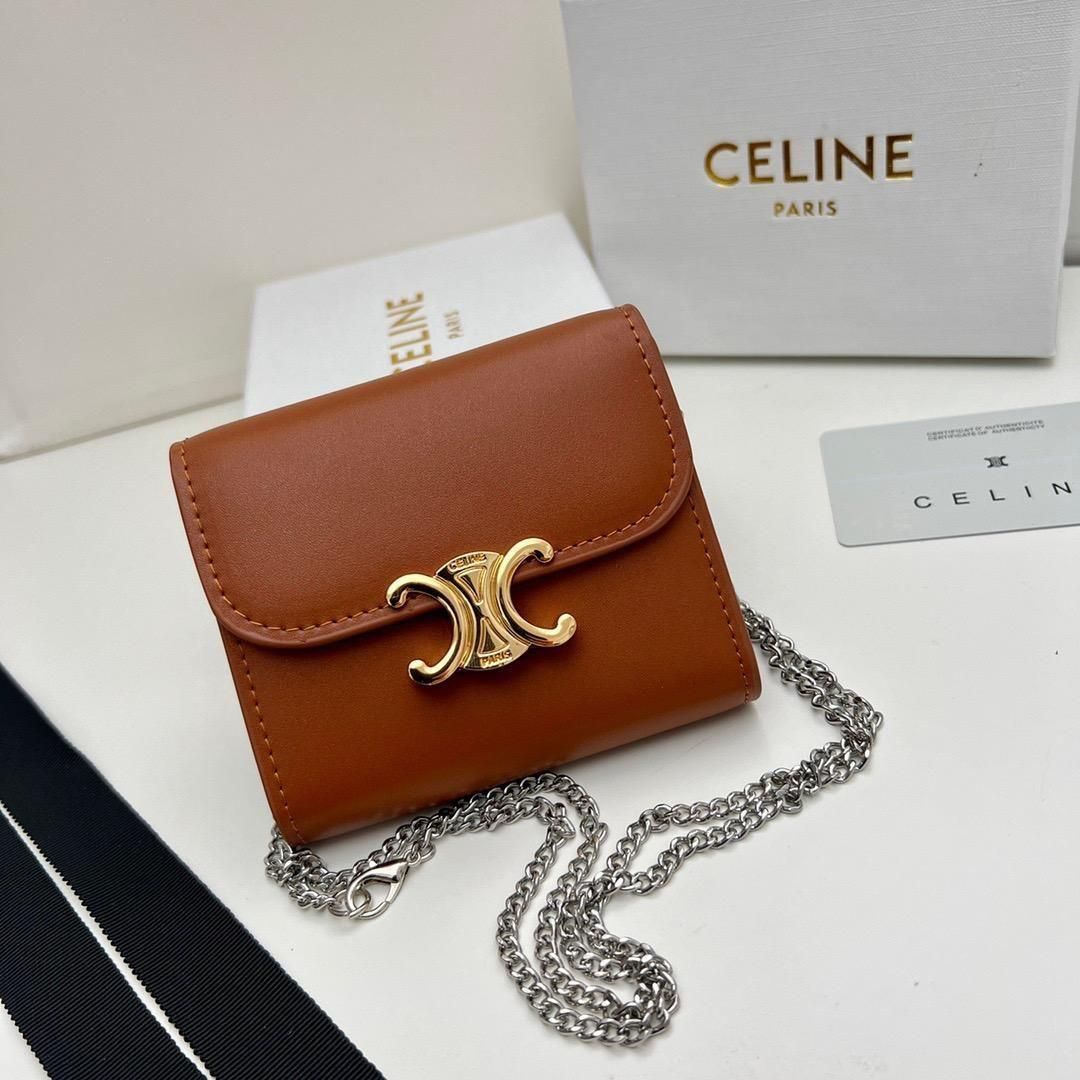 セリーヌ CELINE 財布 三つ折り トリオンフ ブラウン、状態未