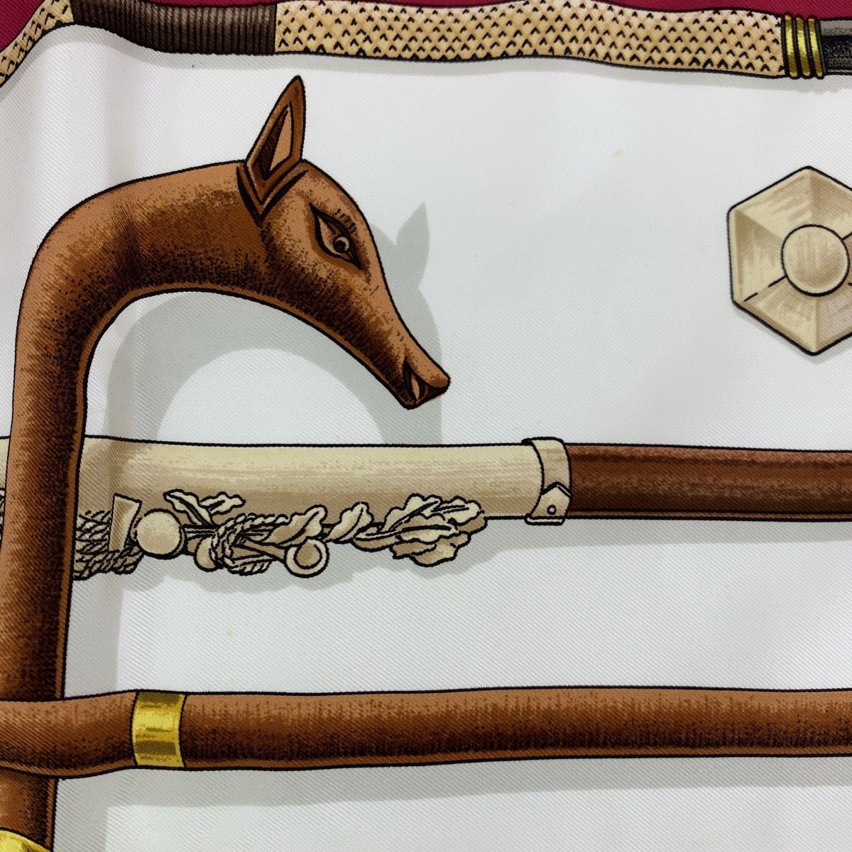 HERMES エルメス カレ90 CANNES et POMMEAUX ステッキ柄 マルチカラー