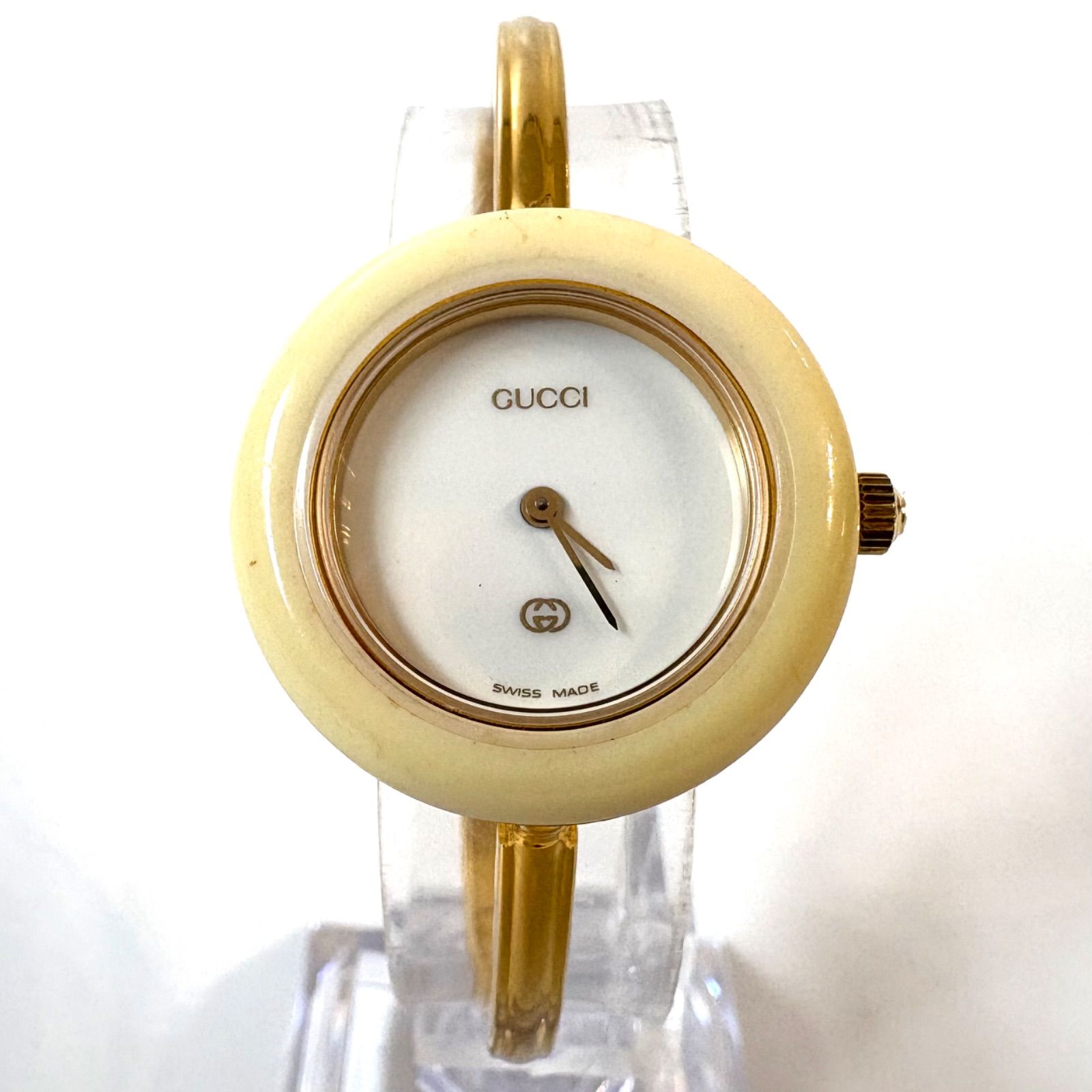 ◼️GUCCI◼️ 新品電池 稼動品 チェンジベゼル クォーツ バングル