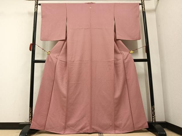 平和屋着物●上質な色無地 退紅色 正絹 AABC3660ph