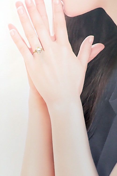 ミキモト アコヤ真珠 リング K18イエローゴールド MIKIMOTO 一粒パール  