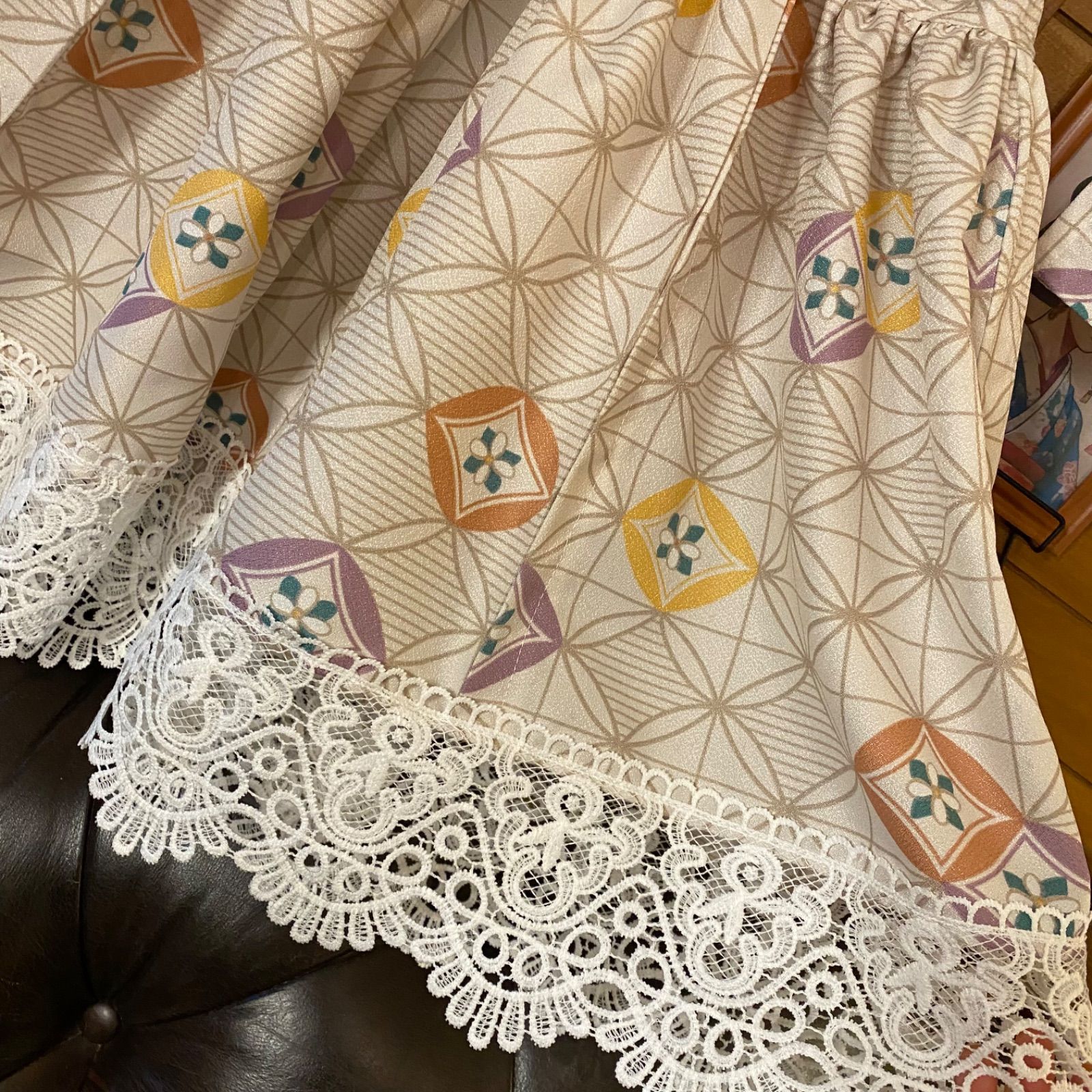 花紋麻の葉レース着