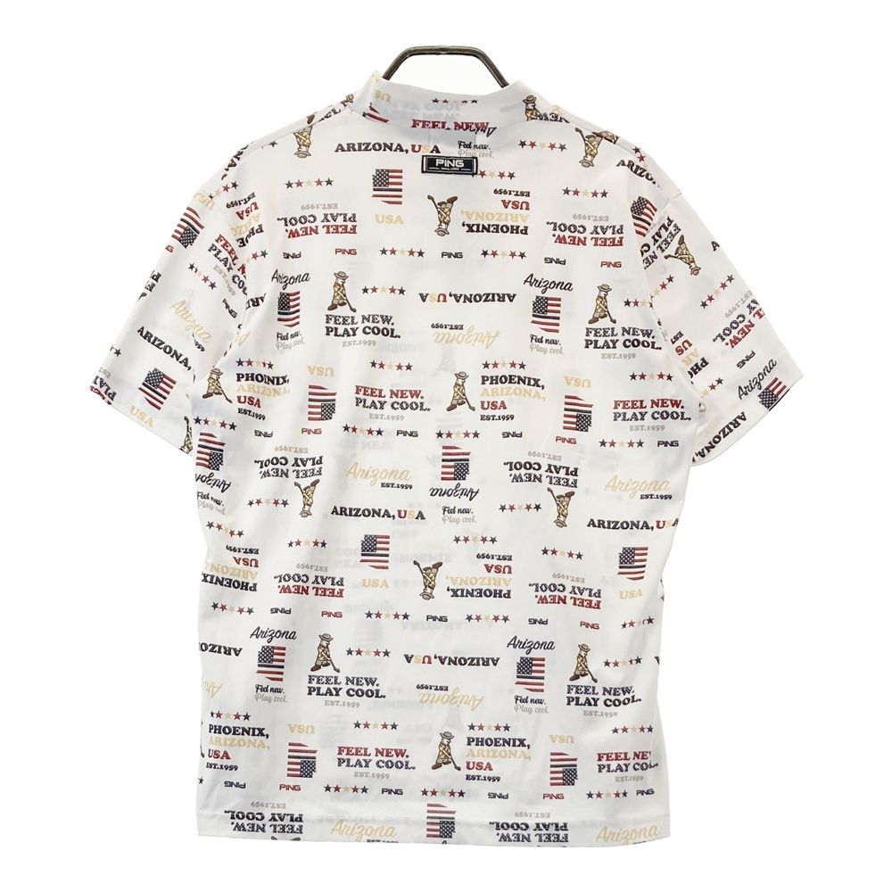 サイズ：LL PING ピン 2023年モデル モックネック 半袖Tシャツ 総柄 ホワイト系 [240101537383] ゴルフウェア メンズ ストスト