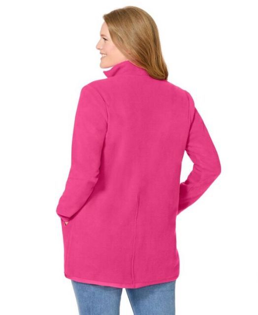 ウーマン ウィズイン レディース ジャケット ブルゾン アウター Women s Plus Size Zip-Front Microfleece Jacket Raspberry sorbet
