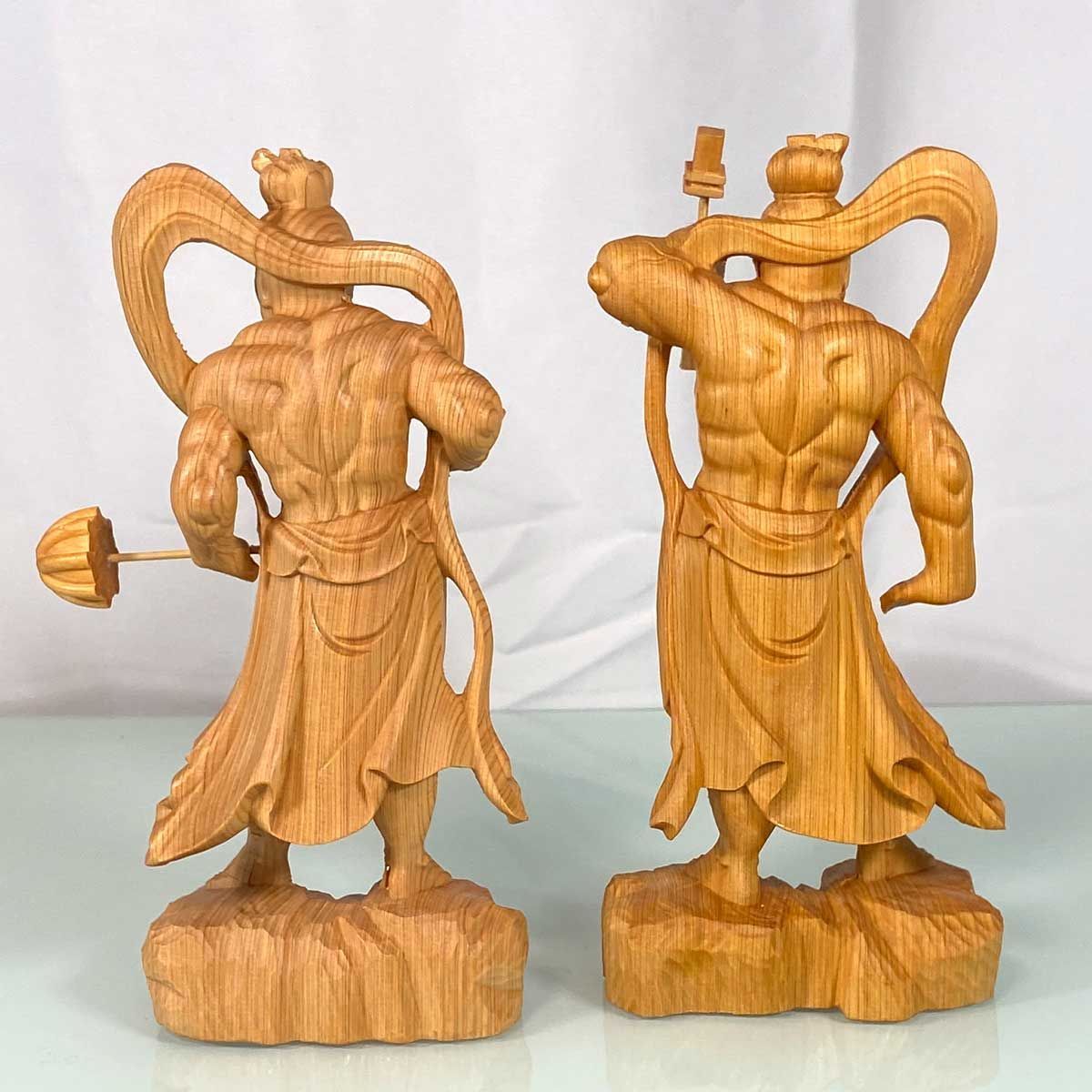 金剛力士像 仁王像 阿形 人気 吽形 一対 仏像 20cm 天然木 手彫り 崖