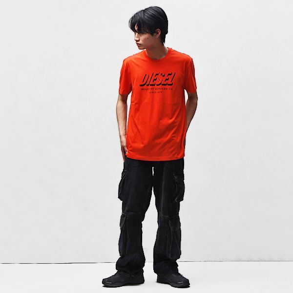 送料込★DIESEL★半袖Tシャツ Diegos A5 Tシャツ ディーゼル DIESEL T-DIEGOS A5 コットン 半袖 Tシャツ オレンジ