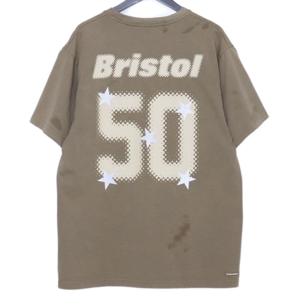 F.C.REAL BRISTOL 50 LETTERED EMBLEM TEE XLサイズ カーキ FCRB