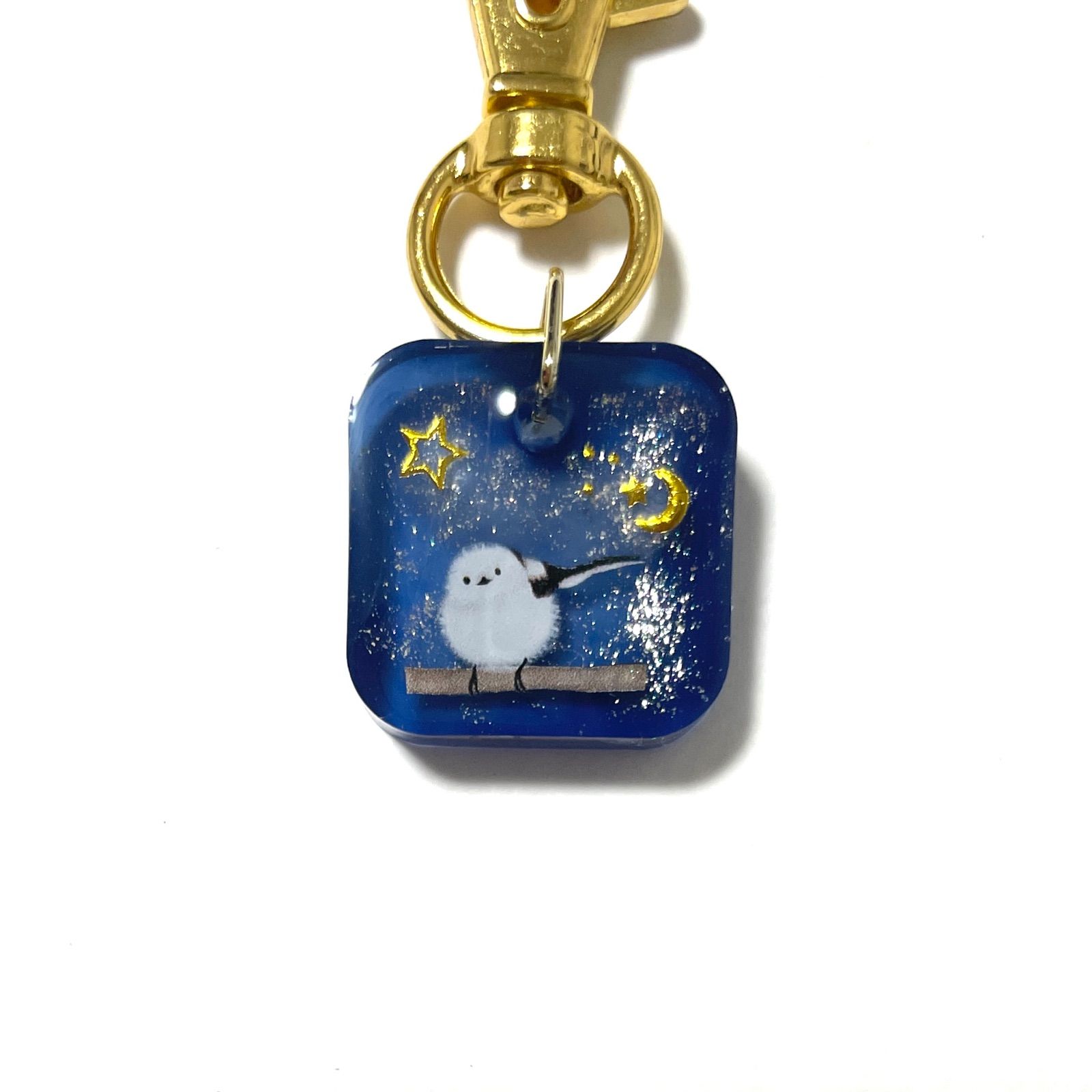 RUKURUKU/レジン/窓辺の猫 雪 蓄光 オルゴナイトキーホルダー RUKURUKU