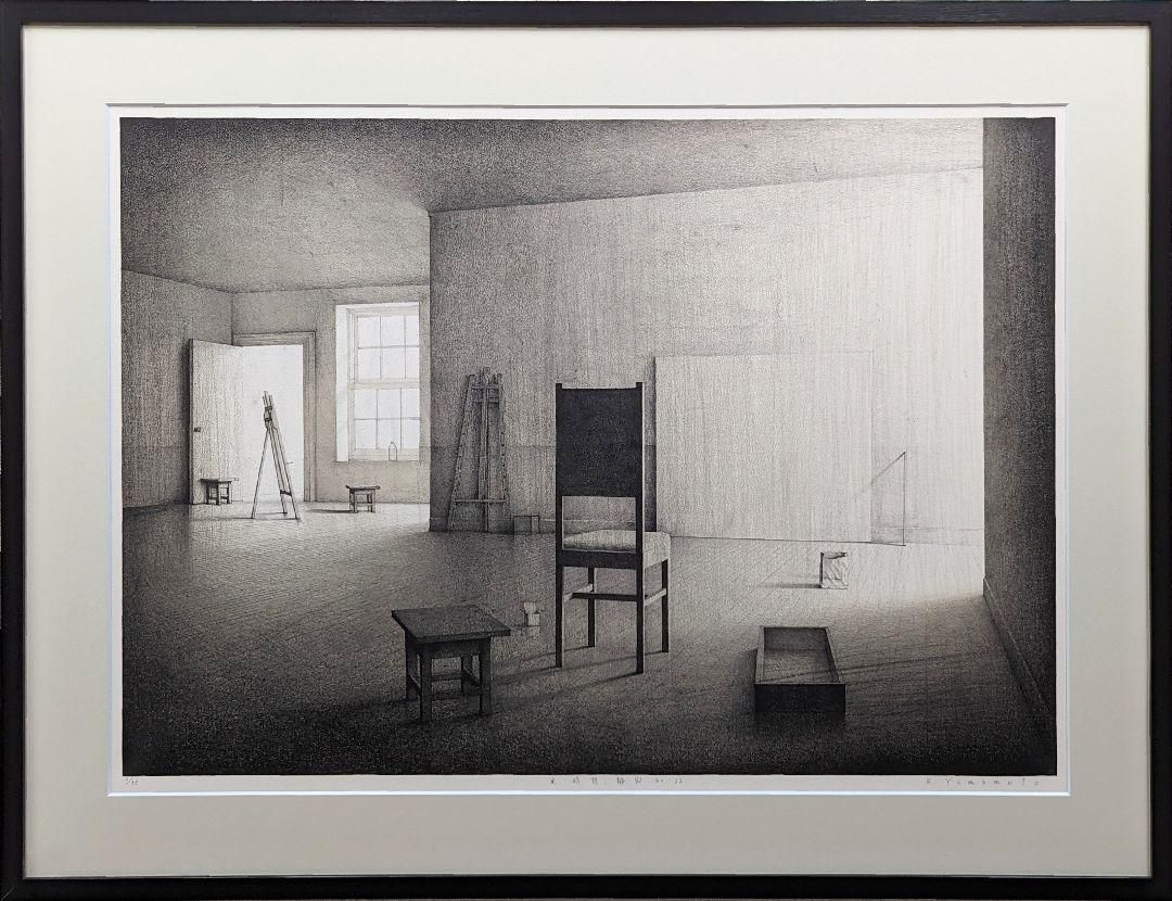 【額付】【真作】山本桂右「丘の上の街」リトグラフ　真作版画　作家直筆サイン　アート　限定　やまもとけいすけ Amazon.co.jp: 額付山本桂右「丘の上の街」作家直筆サイン
