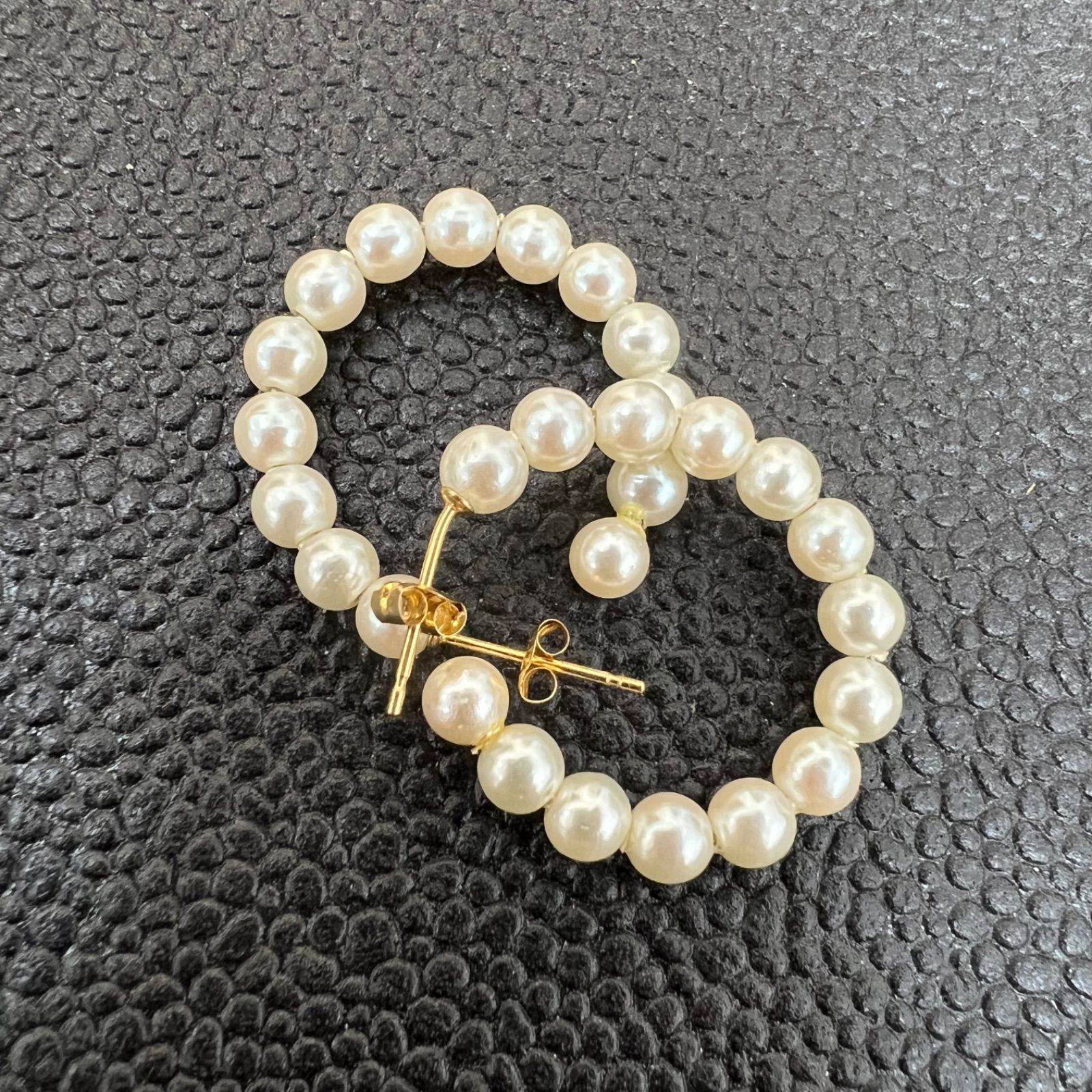 k18 パールピアス 連続パール フープピアス 18金 アクセサリー