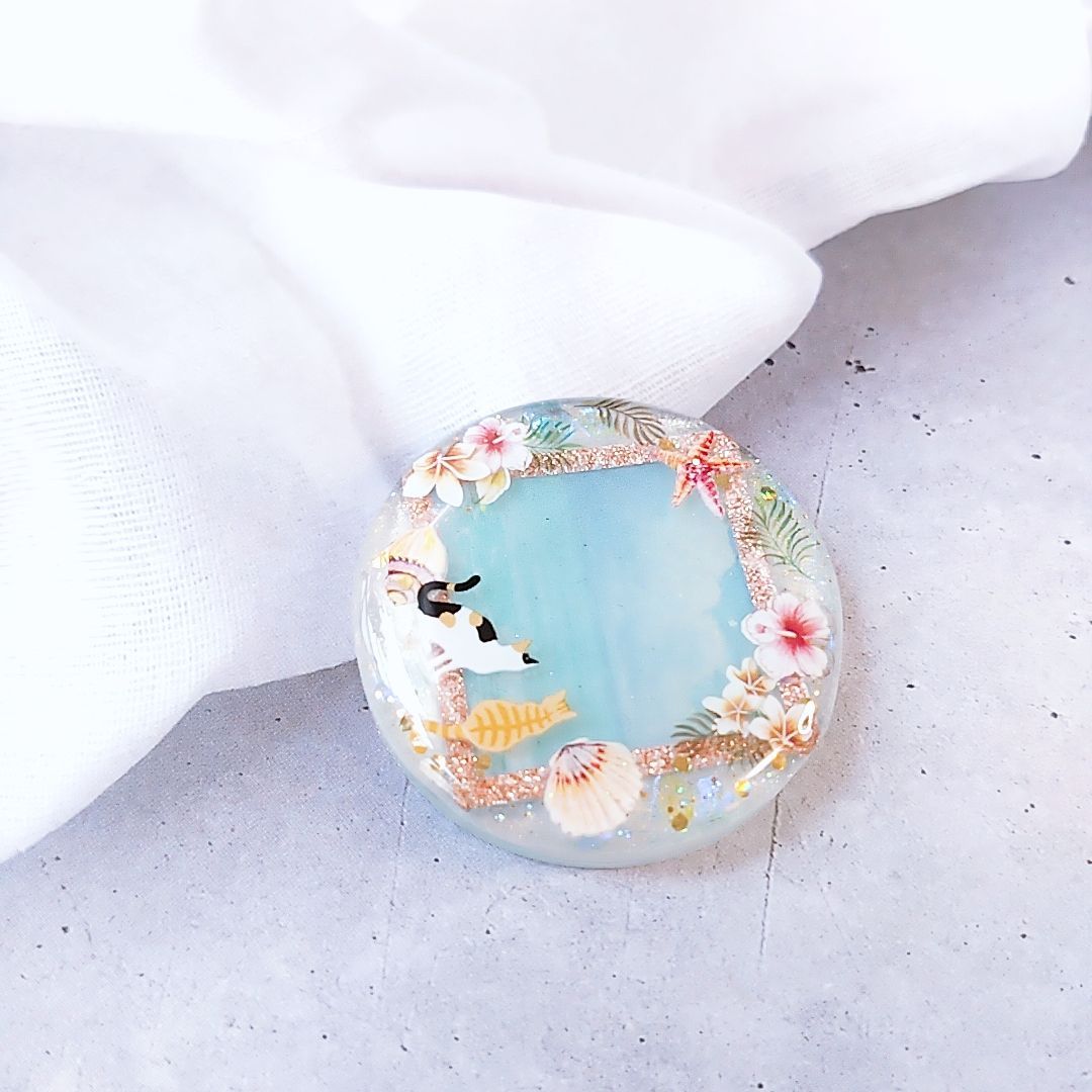 レジン　猫　ヘアゴム　ブローチ　ポニーフック　No.159 レジン猫ヘアゴムブローチポニーフックNo.159