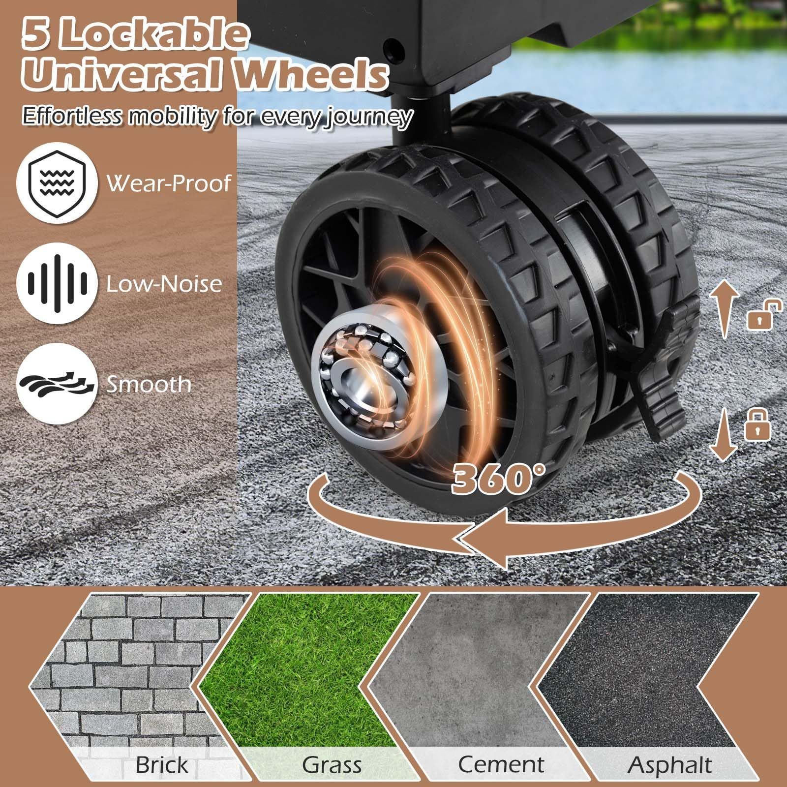 折りたたみ式 キャリーワゴン 天板付き キャスター付き ストッパー付き 天板付き アウトドアワゴン 耐荷重60kg キャンプ アウトドア ピクニック キャリーカート 運動会 ビーチ ブラック HRDEVELOPMENT_JP