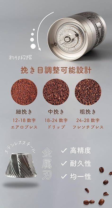 1Zpresso Q2 S 手挽きコーヒーミル 折り畳み式 持ち運びやすい