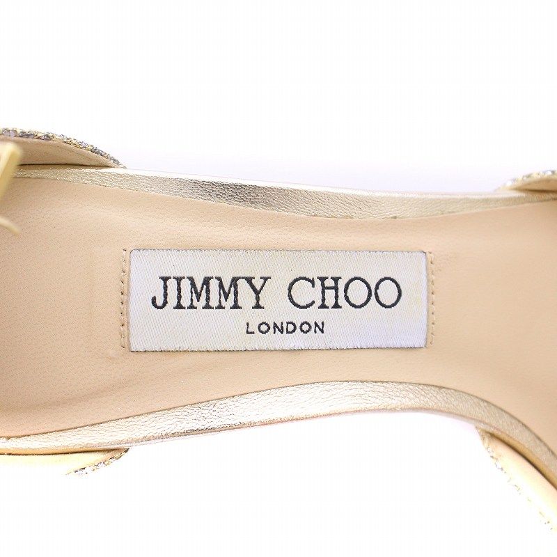 正規店買付【JIMMY CHOO】ベージュ ラウンドトゥ サンダル JIMMY CHOO レザー スライドサンダル フェイクパール付き | NET