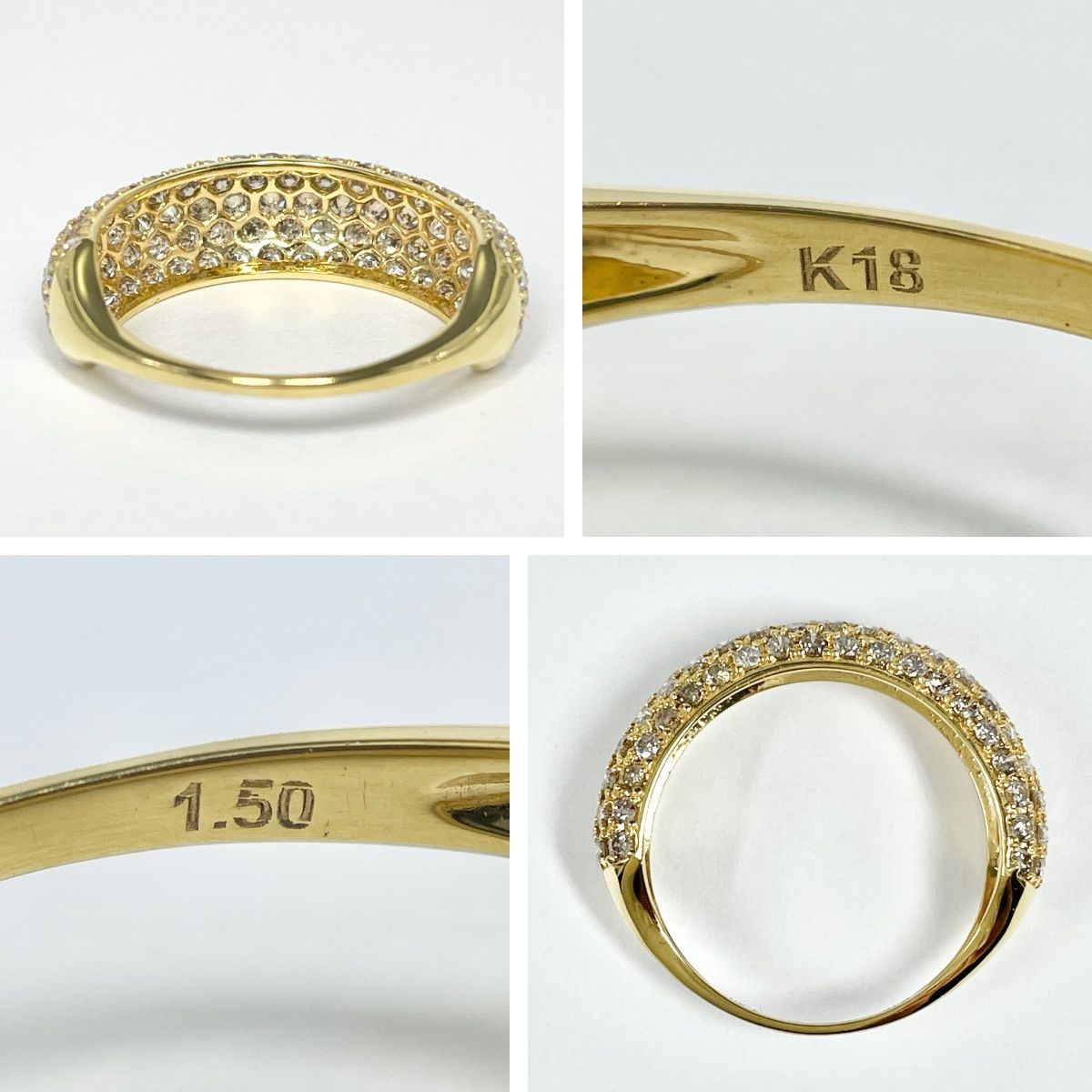 K18 天然ダイヤモンド 1.50ct パヴェリング - メルカリ 