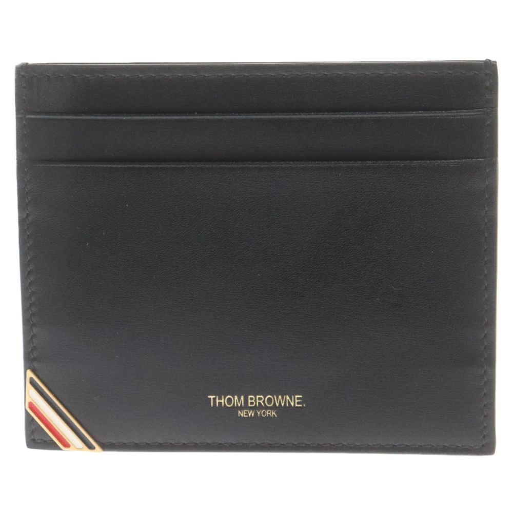 THOM BROWNE トムブラウン RWB Stripe Card Case MAW209A06549 RWBストライプカードケース カードホルダー カーフレザー名刺入れ ブラック THOM BROWNE (トムブラウン) RWB Stripe Card Case MAW209A06549 RWB