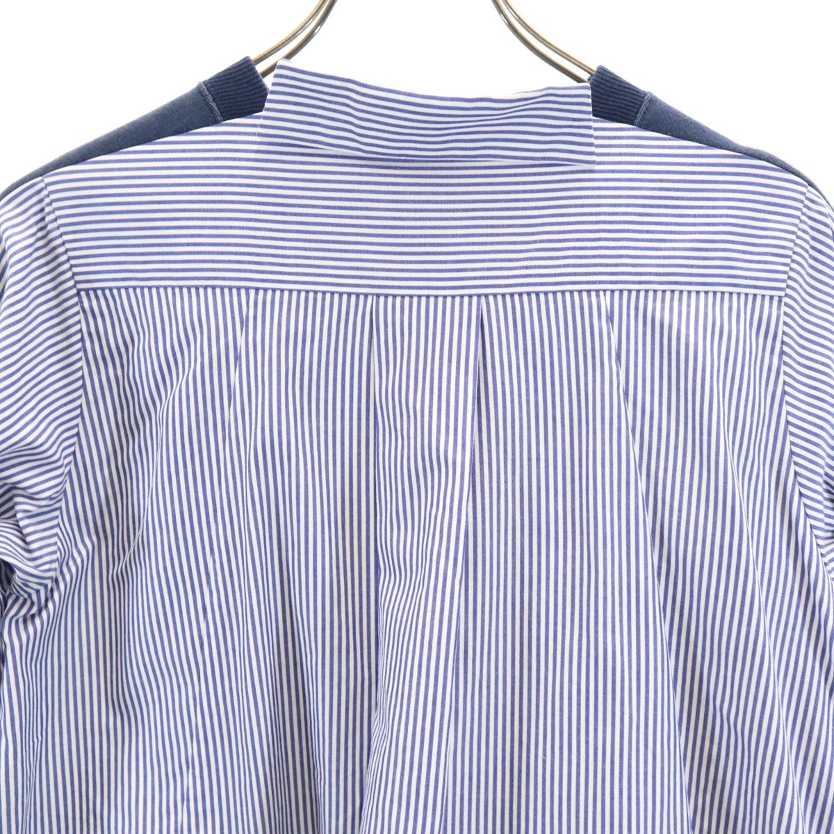 sacai ネイビーとストライプの長袖ワンピース Sacai サカイ 日本製 ストライプ柄 長袖 シャツ切り替え