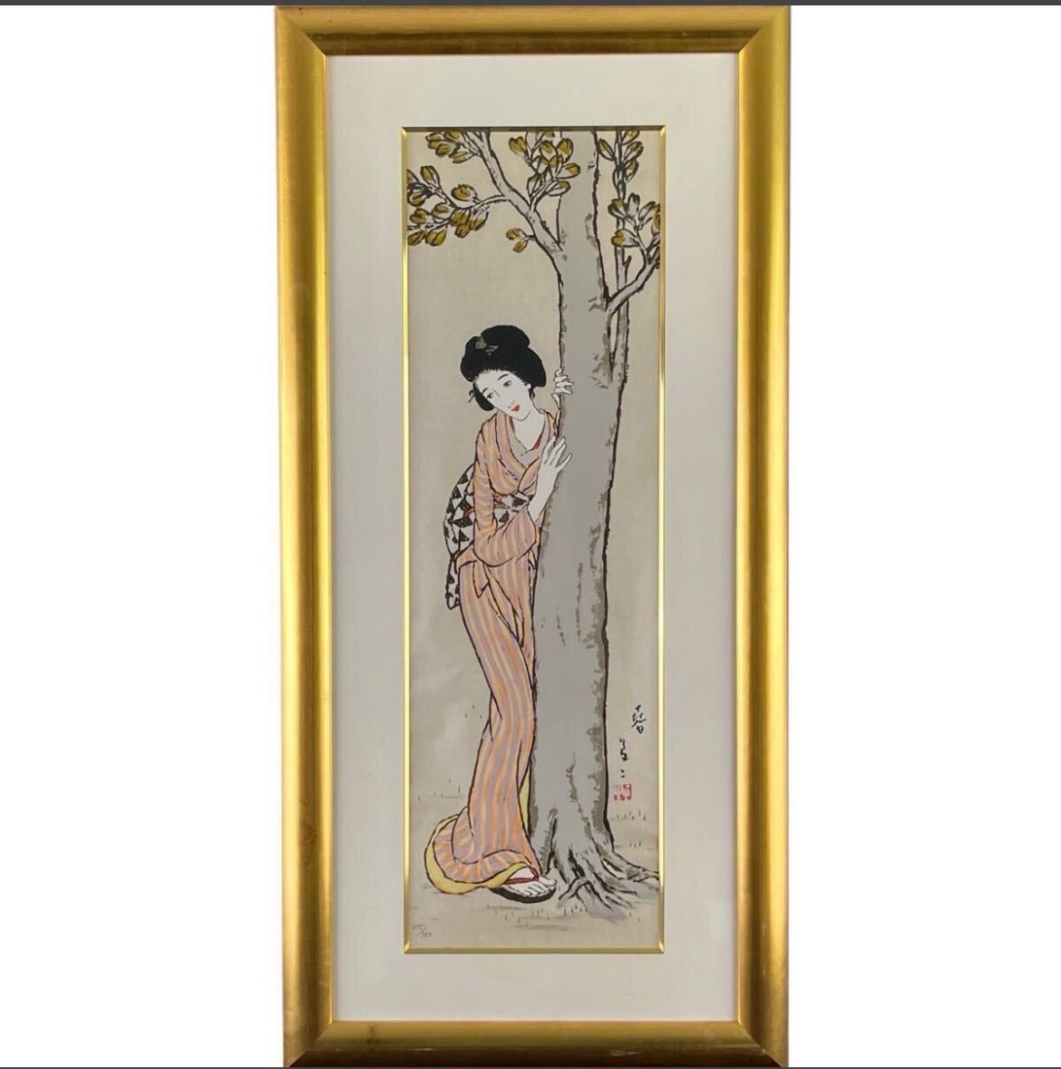 竹久夢二 「春」リトグラフ 大判 額装 - メルカリ