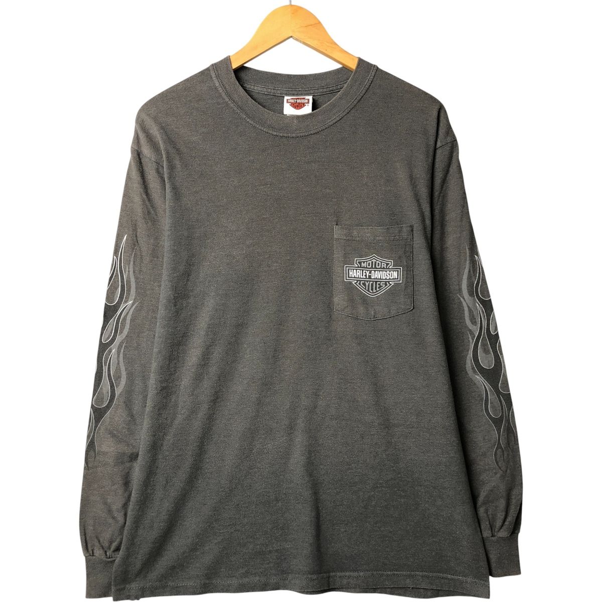 古着 ハーレーダビッドソン Harley-Davidson 鷲柄 イーグル柄 ファイヤーパターン モーターサイクル ロングTシャツ ロンT |eaa586524