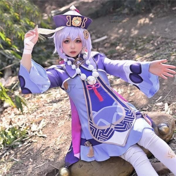 原神 げんしん 七七 ナナ 氷元素 コスプレ 衣装 cosplay イベント パーティー コスチューム 変装 仮装 フルセット キョンシー