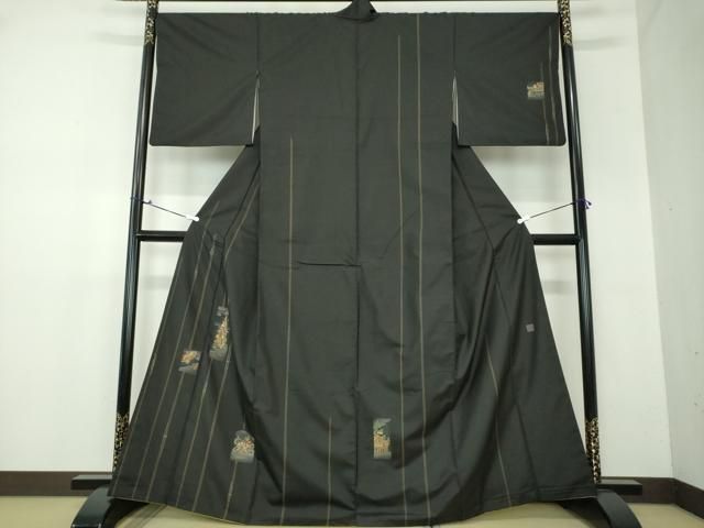 平和屋着物●本場大島紬　訪問着　作家物　刺繍　祇園祭　竹節　金彩　正絹　逸品　DAAX4299ps 平和屋着物○本場大島紬 訪問着 作家物 刺繍 祇園祭 竹節 金彩 正絹