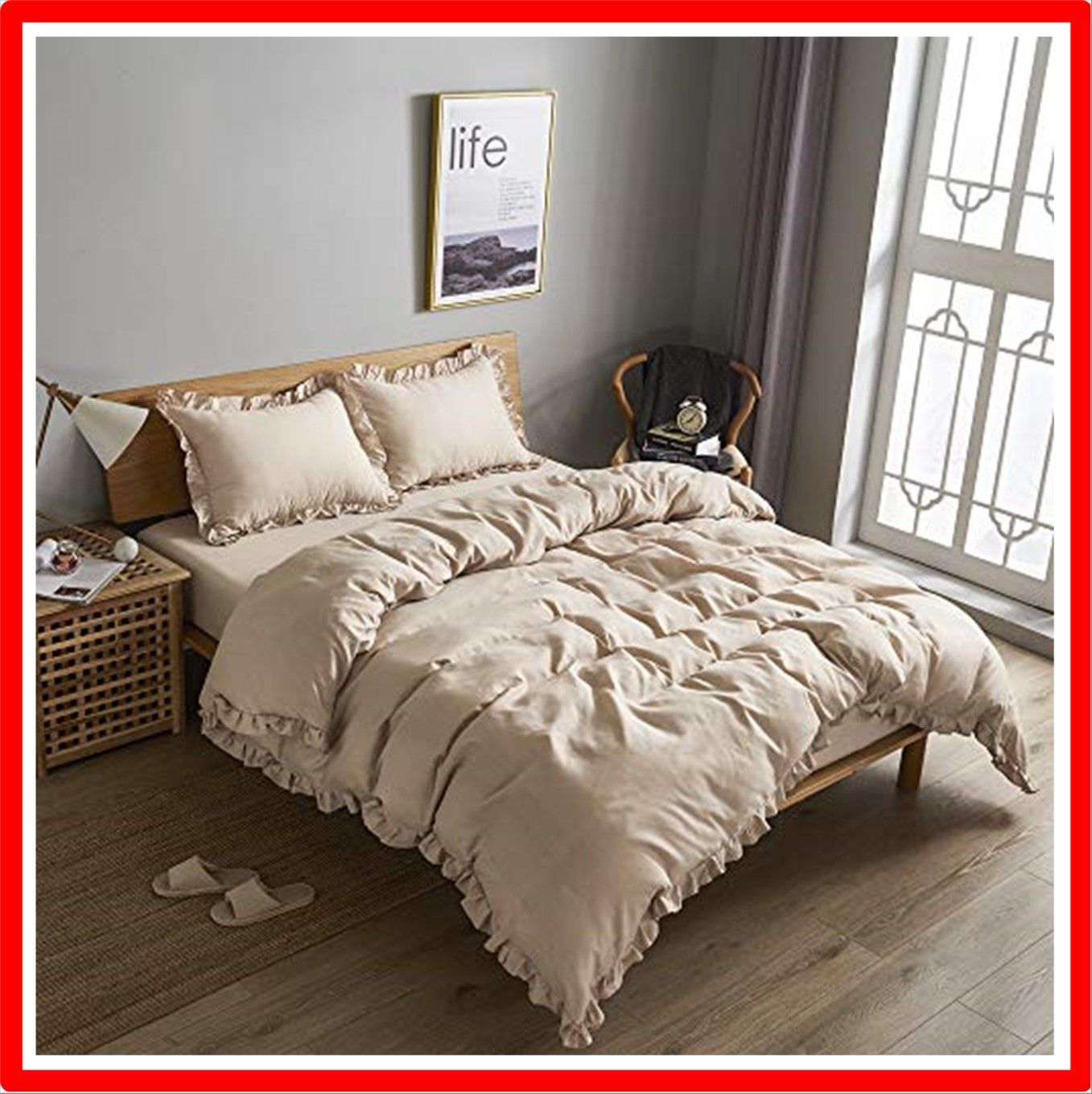 【匿名配送】ラクダ_ダブル HOdo Home 布団カバー ダブル 4点セット 掛け布団カバー ベッドカバー 枕カバー ベッドシーツ ボックスシーツ 洋式・和式