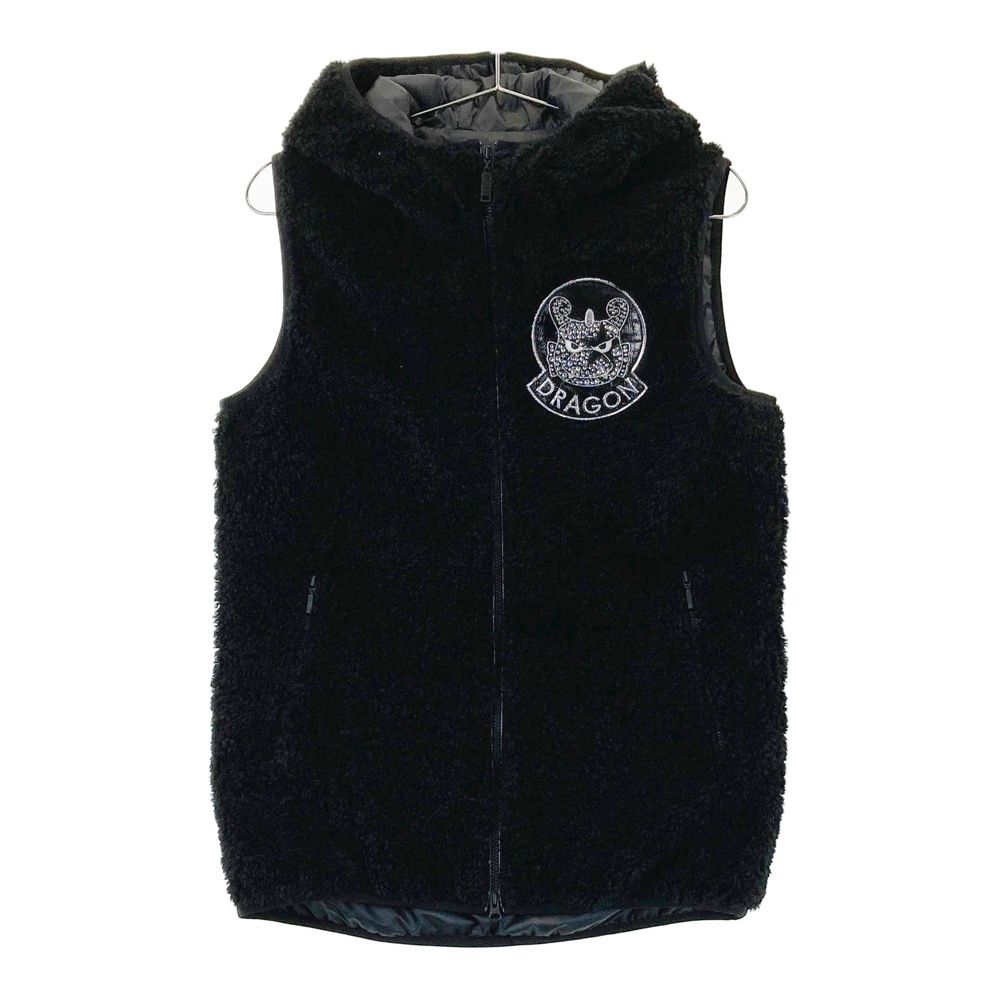 サイズ 2 DANCE WITH DRAGON ダンスウィズドラゴン フード付き ニットベスト チビドラ ブラック系 240101487326 ゴルフウェア レディース ストスト