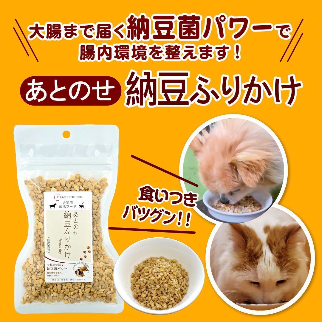 犬猫用あとのせ納豆ふりかけ【たっぷりサイズ100ｇ】3個セット【ネコポス商品】